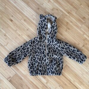 Carter’s Leopard Sherpa Jacket 3T Hooded Zip Spring Transition